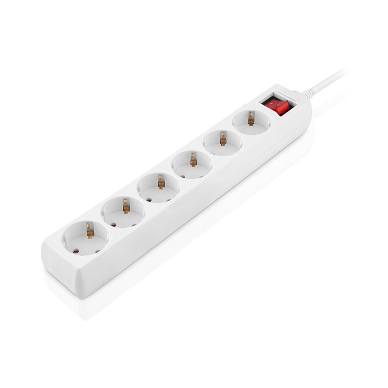 Сетевой фильтр питания REAL-EL RS-6 Protect M 1.8m, white (EL122300031)