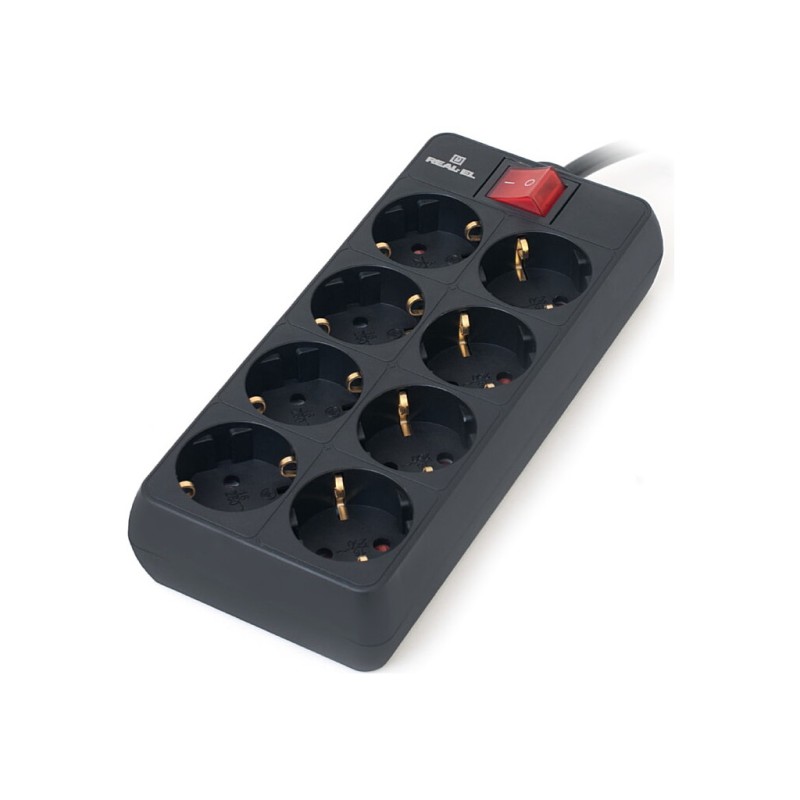 Сетевой фильтр питания REAL-EL RS-8 Protect 5m, black (EL122300024)
