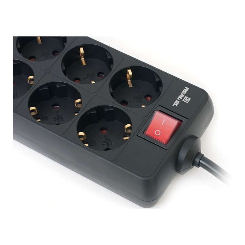 Сетевой фильтр питания REAL-EL RS-8 Protect 5m, black (EL122300024)