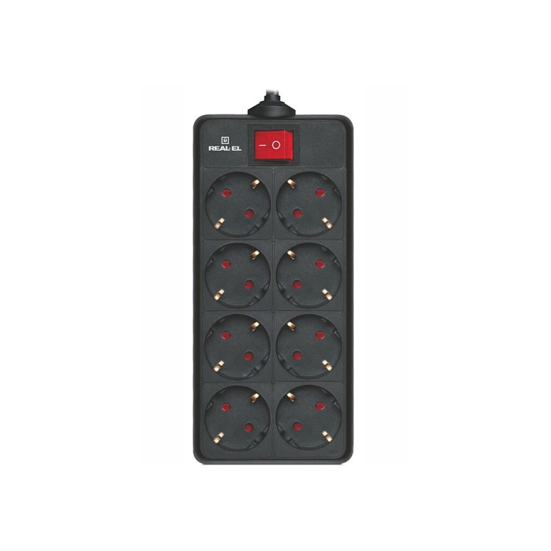 Сетевой фильтр питания REAL-EL RS-8 Protect 5m, black (EL122300024)