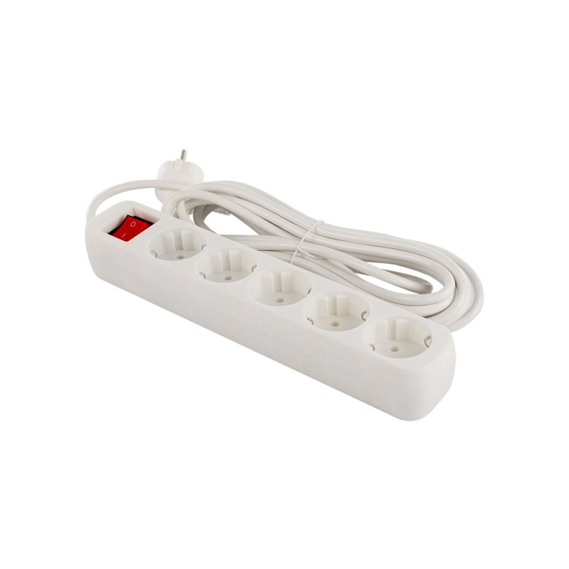 Мережевий фільтр живлення ColorWay CW-PSEA55W, 5 розеток/ 5M white (CW-PSEA55W)
