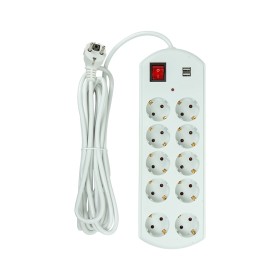 Сетевой фильтр питания PowerPlant 5м, 10 розеток, USB, євро, 100%