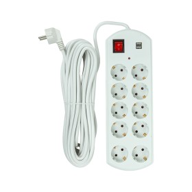 Сетевой фильтр питания PowerPlant 10м, 10 розеток, USB, євро, 100%