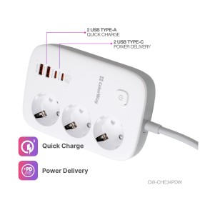 Сетевой фильтр питания ColorWay CW-CHE34PDW 3 розетки/4USB (CW-CHE34PDW)