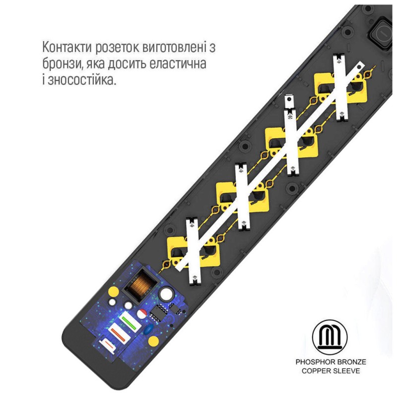 Сетевой фильтр питания ColorWay CW-CHE432PDB, 4 розетки/3USB 2M (CW-CHE432PDB)