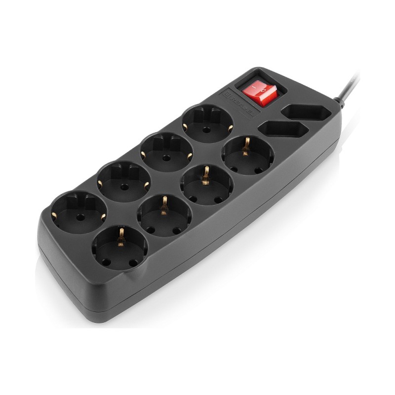 Сетевой фильтр питания REAL-EL REAL-EL RS-10 Protect, 1.8m, black (EL122300038)