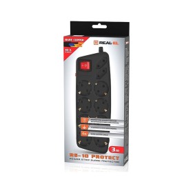 Сетевой фильтр питания REAL-EL REAL-EL RS-10 Protect, 3m, black (EL122300039)
