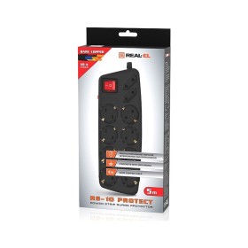 Сетевой фильтр питания REAL-EL REAL-EL RS-10 Protect, 5m, black (EL122300040)