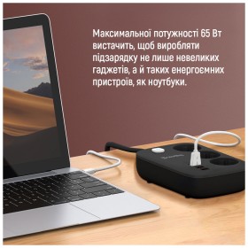 Сетевой фильтр питания ColorWay CW-CHE34PDB 3 роз/4USB GaN3 Pro (CW-CHE34PDB)