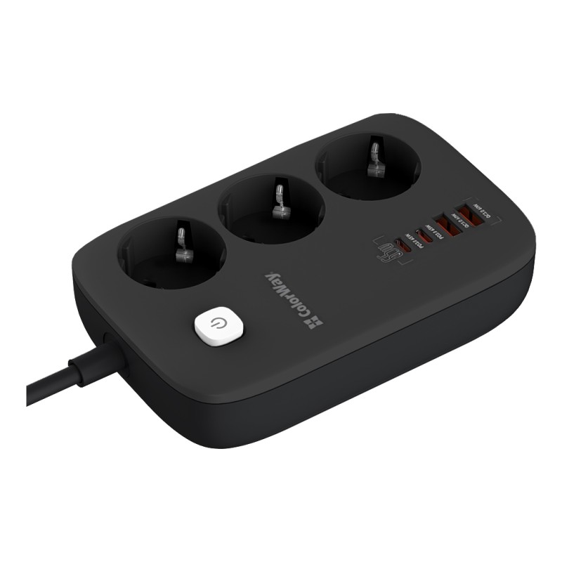 Сетевой фильтр питания ColorWay CW-CHE34PDB 3 роз/4USB GaN3 Pro (CW-CHE34PDB)