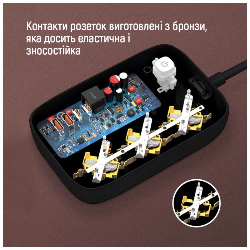 Сетевой фильтр питания ColorWay CW-CHE34PDB 3 роз/4USB GaN3 Pro (CW-CHE34PDB)