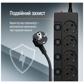 Сетевой фильтр питания ColorWay CW-PSEA55SBK 5 розеток5м (CW-PSEA55SBK)