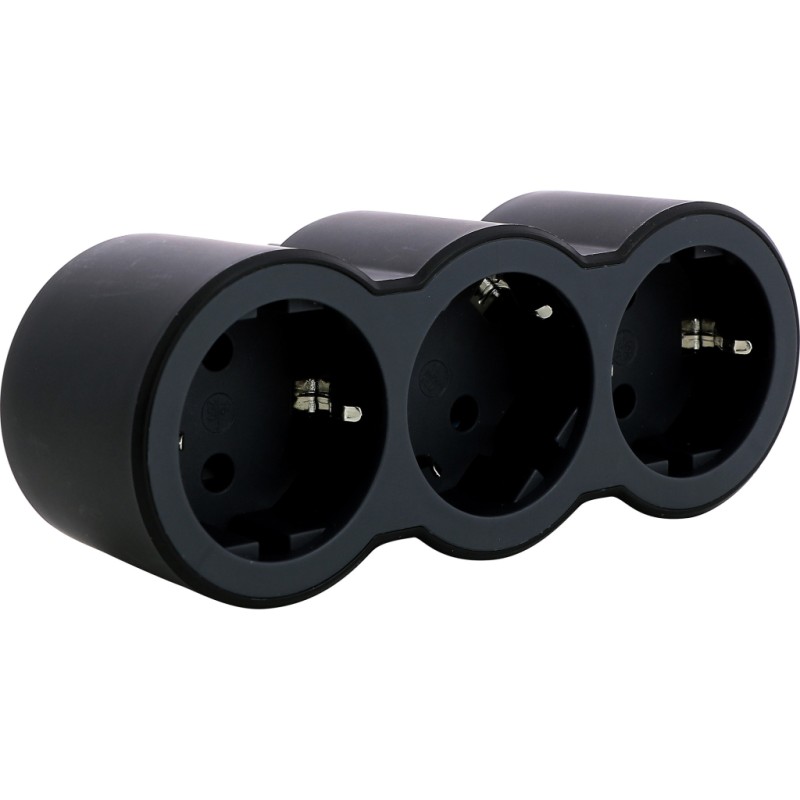 Сетевой разветвитель Legrand СТАНДАРТ 3х2К+З фронтальні розетки , колір Чорний (694519)