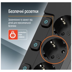 Сетевой фильтр питания ColorWay CW-PSEA52SBK 5 розеток2м (CW-PSEA52SBK)