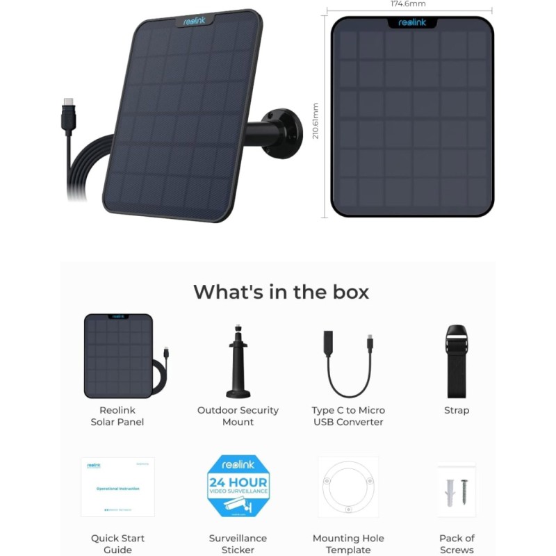 Солнечная панель Reolink Solar Panel 2 Black