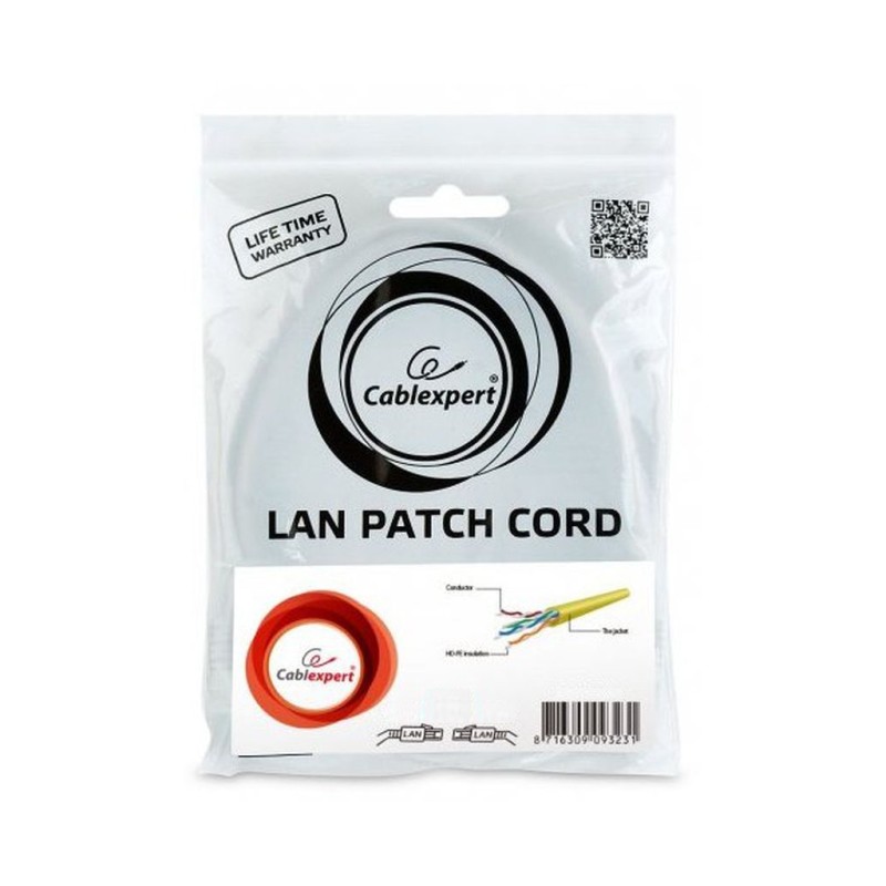 Патч-корд 0.25м UTP cat 6 CCA Yellow Cablexpert (PP6U-0.25M/Y)