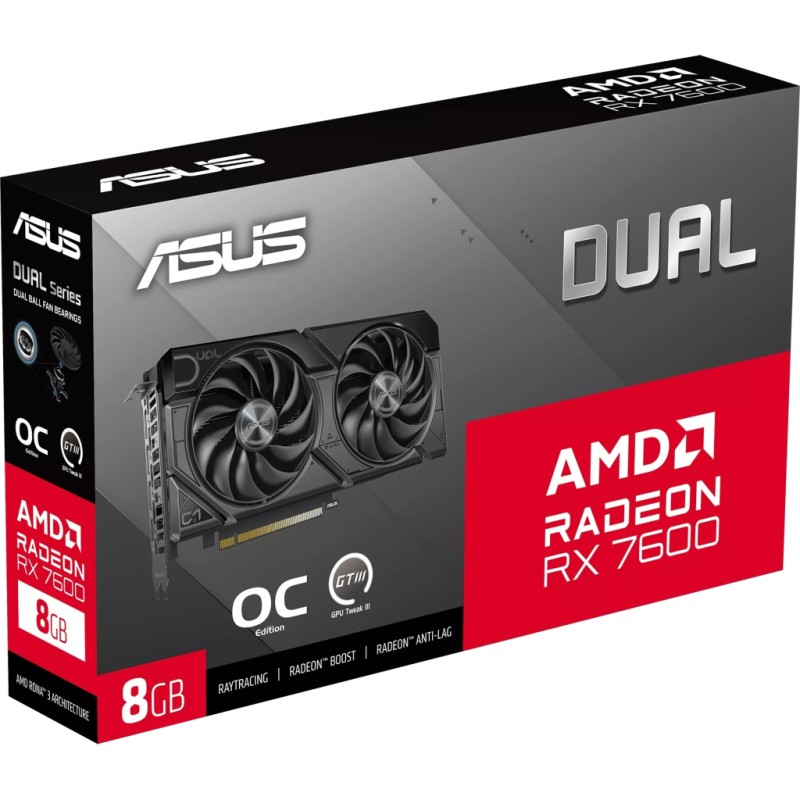 Видеокарта ASUS Radeon RX 7600 8Gb DUAL OC EVO (DUAL-RX7600-O8G-EVO)