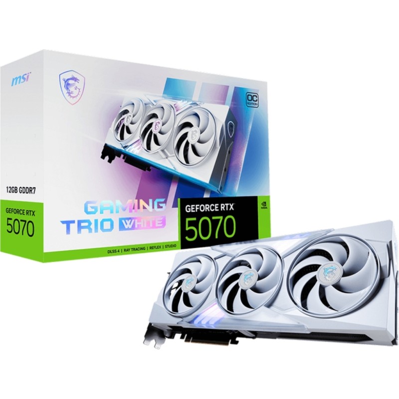 Видеокарта MSI GeForce RTX5070 12Gb GAMING TRIO OC WHITE (RTX 5070 12G GAMING TRIO OC WHITE)