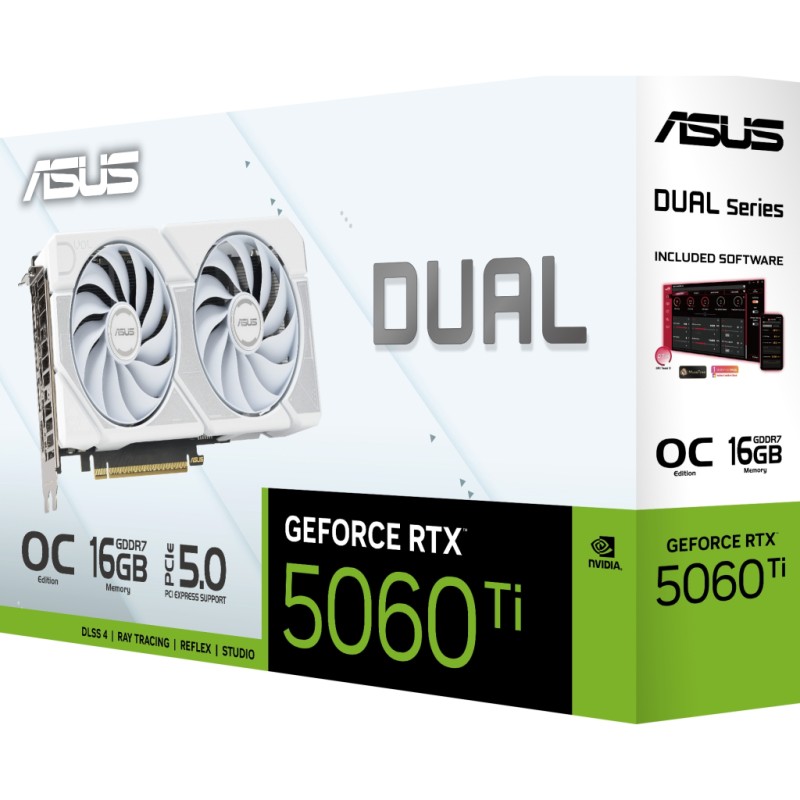 Видеокарта ASUS GeForce RTX5060Ti 16Gb DUAL WHITE OC (DUAL-RTX5060TI-O16G-WHITE)