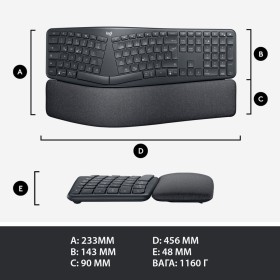 Клавиатура Logitech ERGO K860 Bluetooth/Wireless UA Black (920-010108)