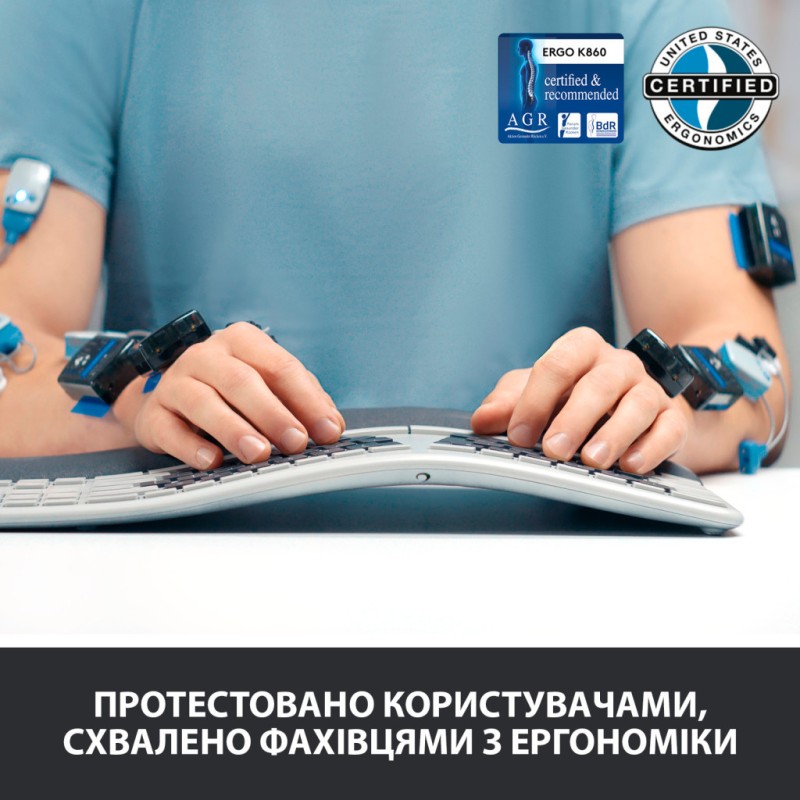 Клавиатура Logitech ERGO K860 Bluetooth/Wireless UA Black (920-010108)