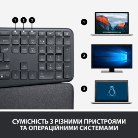 Клавиатура Logitech ERGO K860 Bluetooth/Wireless UA Black (920-010108)