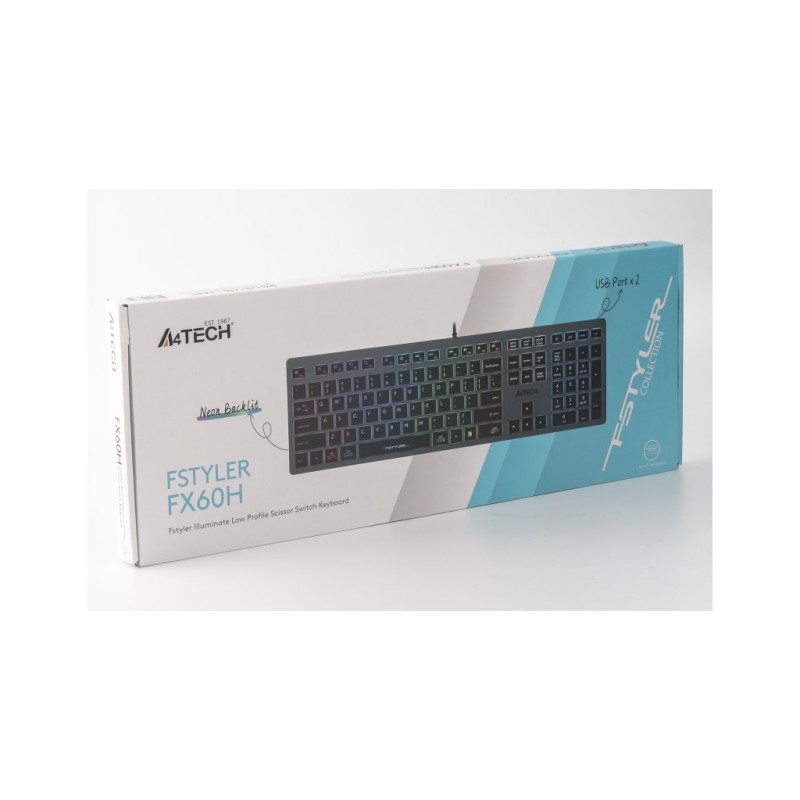 Клавіатура A4Tech FX60H USB Grey Neon backlit (4711421978309)