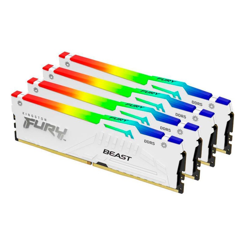 Модуль памяти для компьютера DDR5 128GB (4x32GB) 5600 MHz FURY Beast RGB White Kingston Fury (ex.HyperX) (KF556C40BWAK4-128)