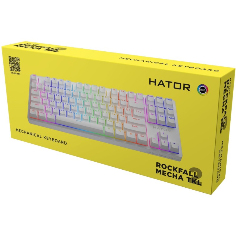 Клавиатура Hator Rockfall 2 Mecha TKL Orange USB White (HTK-521)