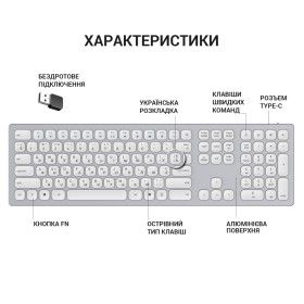 Клавиатура OfficePro SK1550 Wireless White (SK1550W)