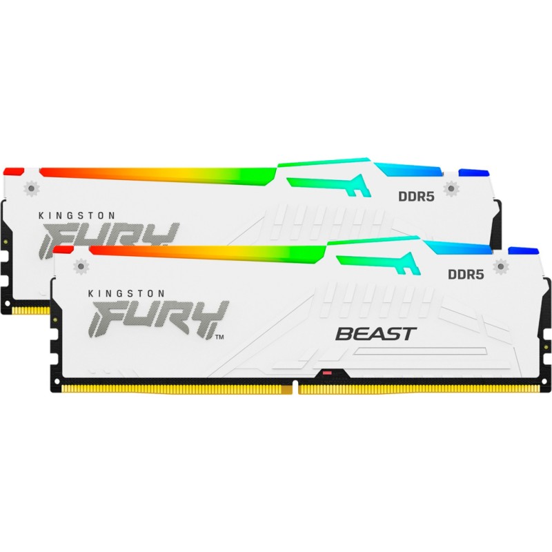 Модуль памяти для компьютера DDR5 32GB (2x16GB) 5600 MHz FURY Beast White RGB Kingston Fury (ex.HyperX) (KF556C36BWEAK2-32)