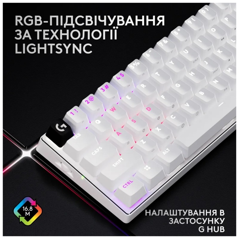 Клавиатура Logitech G Pro X 60 Lightspeed GX Tactile Wireless/Bluetooth UA White (920-011930)