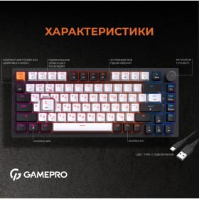 Клавиатура GamePro MK160B Hot-Swap Red Swich RGB USB UA Black (MK160B)