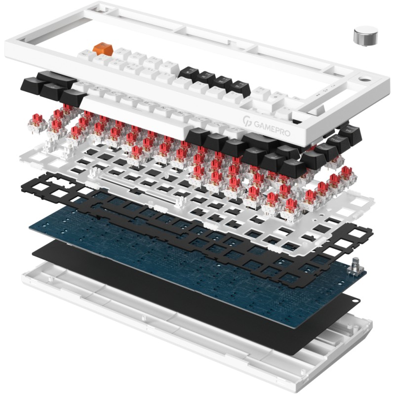 Клавиатура GamePro MK160W Hot-Swap Red Swich RGB USB UA White (MK160W)