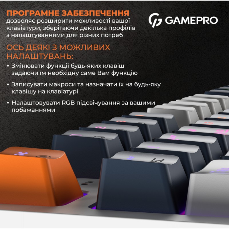 Клавиатура GamePro MK180W Hot-Swap Red Swich RGB USB UA White (MK180W)