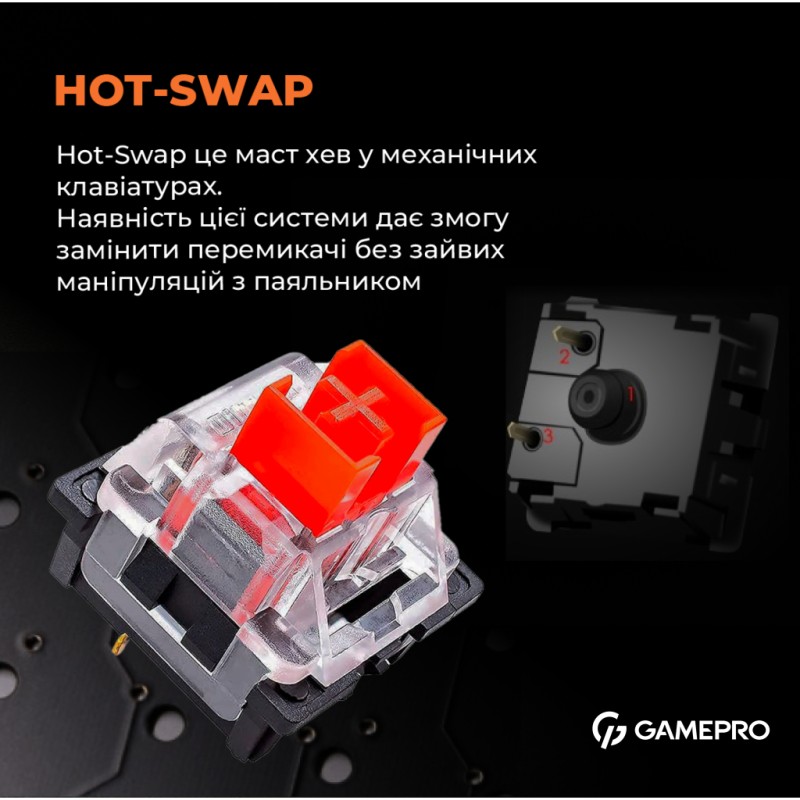 Клавиатура GamePro MK180W Hot-Swap Red Swich RGB USB UA White (MK180W)