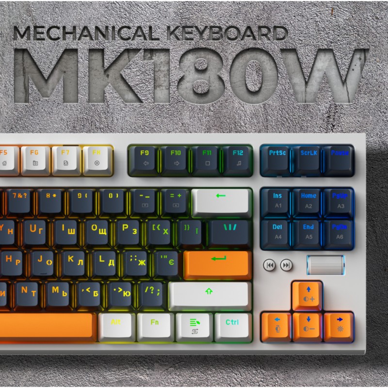 Клавиатура GamePro MK180W Hot-Swap Red Swich RGB USB UA White (MK180W)