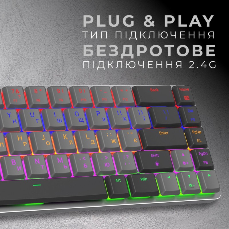 Клавиатура GamePro MK122R Red Swich Low Profile Wireless Dark Gray (MK122R)