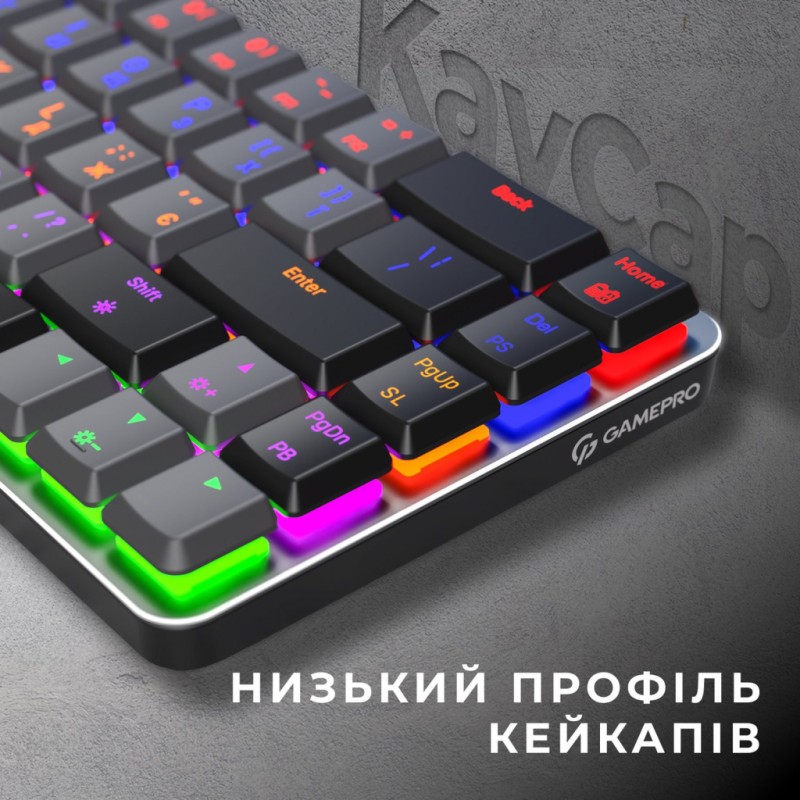 Клавиатура GamePro MK122R Red Swich Low Profile Wireless Dark Gray (MK122R)