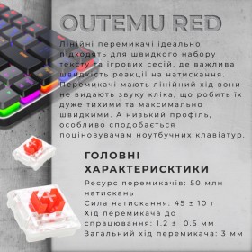 Клавиатура GamePro MK122R Red Swich Low Profile Wireless Dark Gray (MK122R)