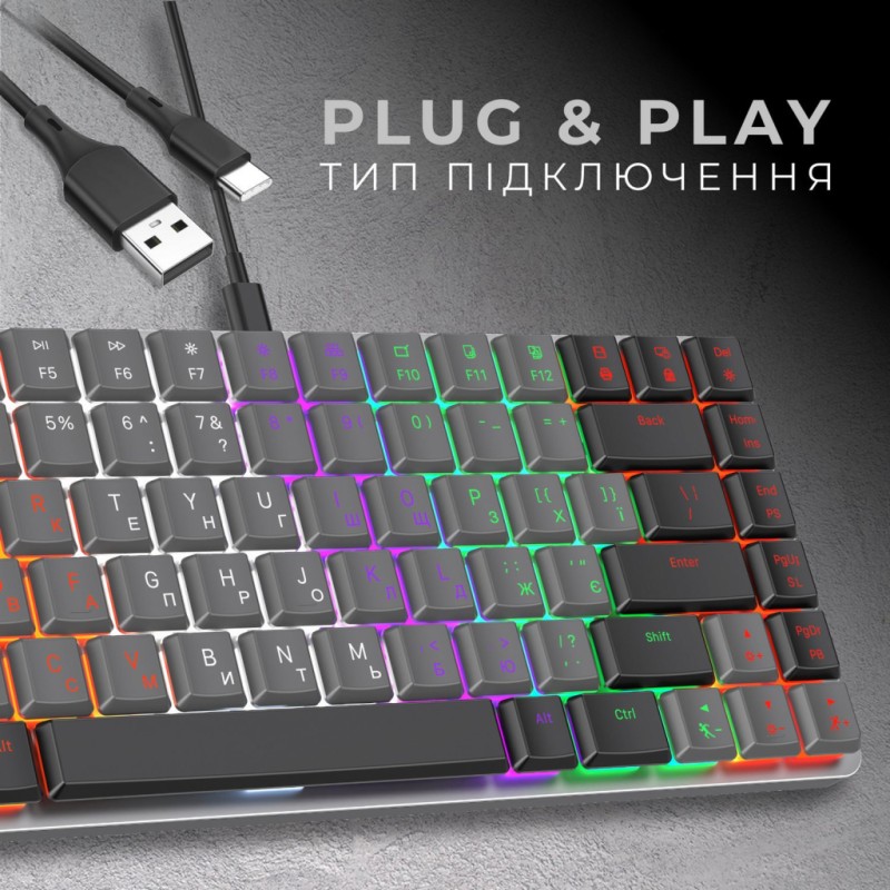 Клавиатура GamePro MK140R Red Swich Low Profile USB Dark Gray (MK140R)