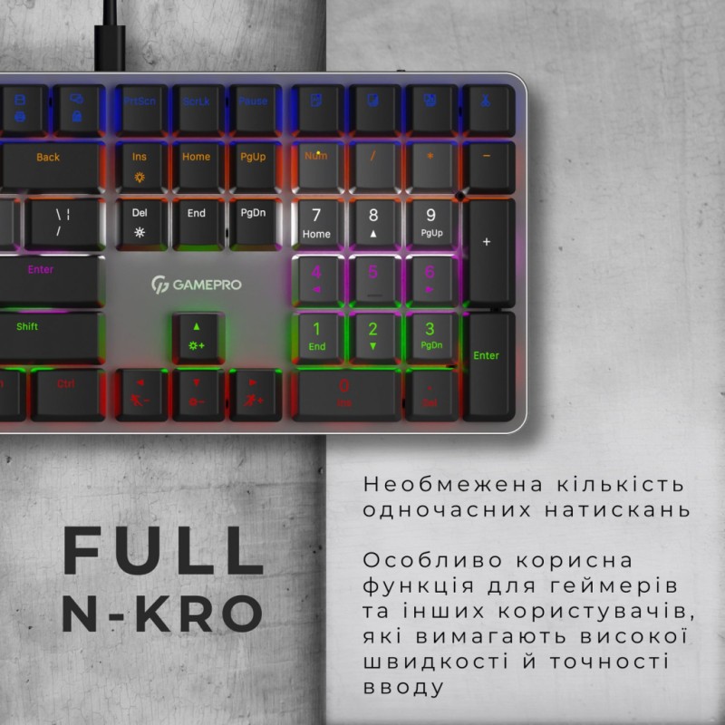 Клавиатура GamePro MK145R Red Swich Low Profile USB Dark Gray (MK145R)