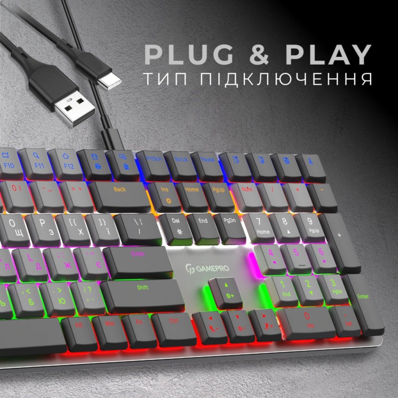Клавиатура GamePro MK145R Red Swich Low Profile USB Dark Gray (MK145R)