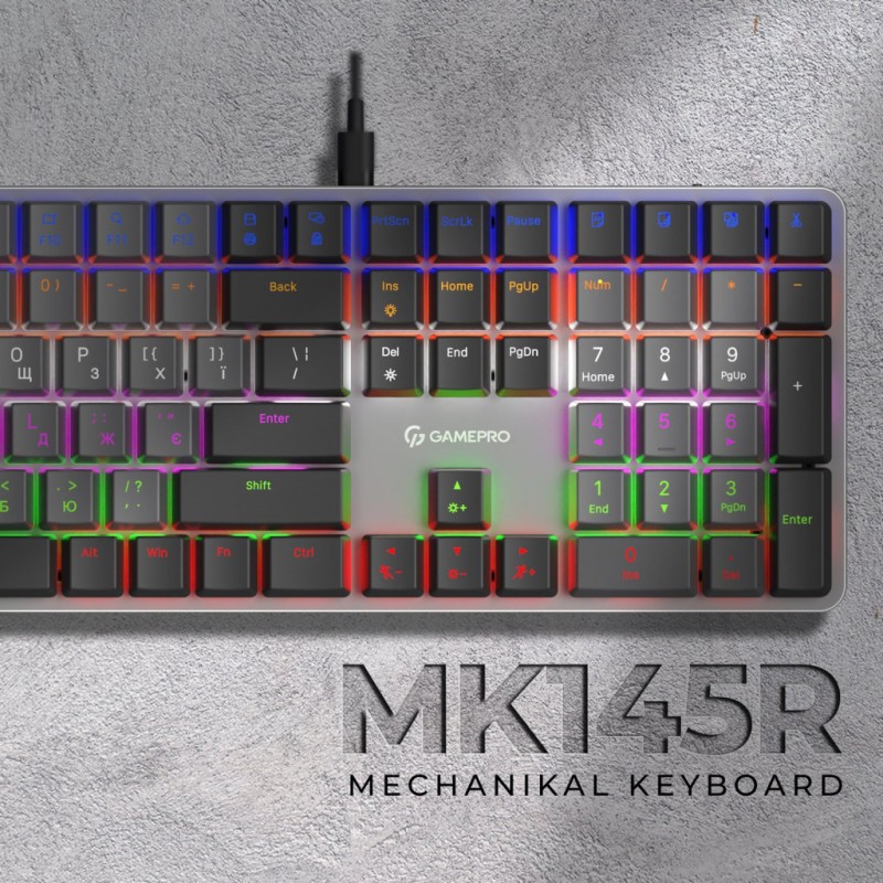 Клавиатура GamePro MK145R Red Swich Low Profile USB Dark Gray (MK145R)