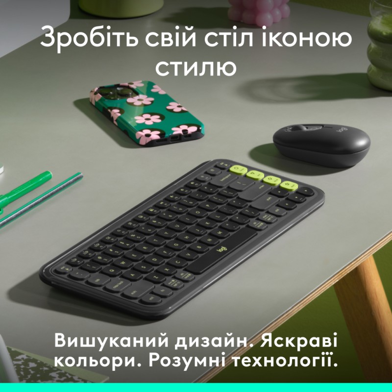 Клавіатура Logitech POP Icon Keys Bluetooth UA Graphite (920-013157)