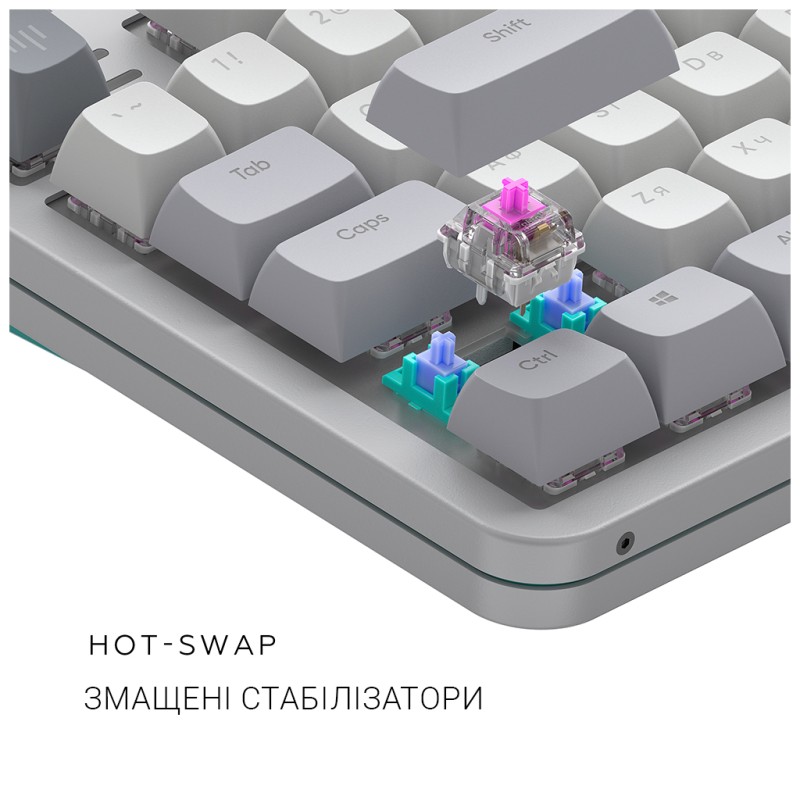 Клавиатура Dark Project ALU87 Daylight ABS RGB Mech G3MS Zircon White/Grey (DPKB_DAYLIGHT_87_ANSI_UA)