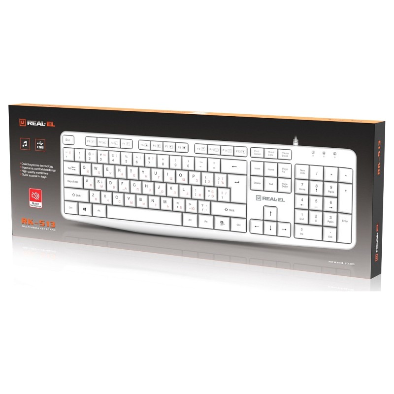 Клавіатура REAL-EL RK-513 USB White (EL123100047)