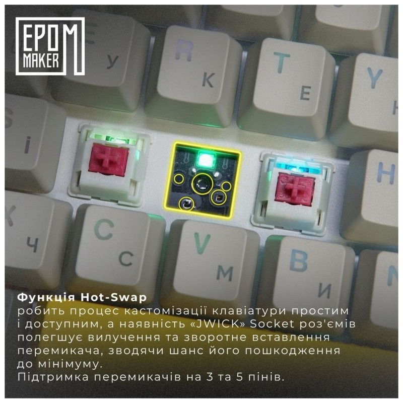 Клавиатура Epomaker EP64 60 Mulan Switch Hot-Swap RGB Wireless/Bluetooth/USB UA Black (EP64-B-M)