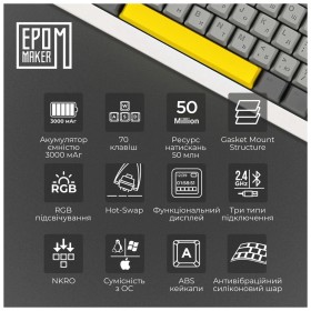 Клавиатура Epomaker Shadow-X 70 Mulan Switch Hot-Swap LCD Screen RGB