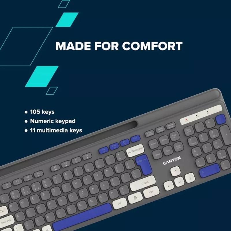 Клавиатура Canyon HKB-W03 Wireless UA Grey (CNS-HKBW03DG)
